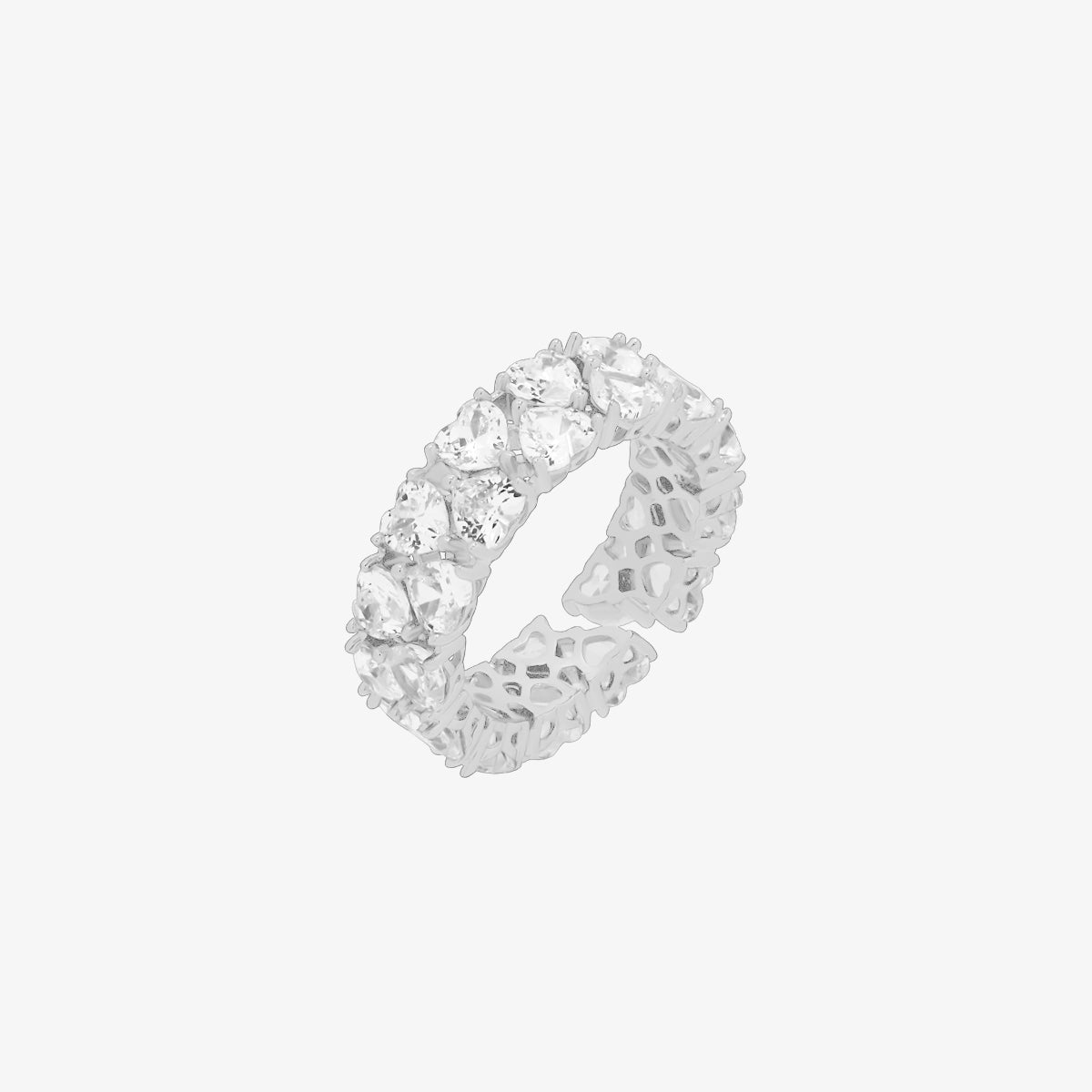 Chunky Heart Sparkle Adjustable Ring